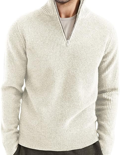 Quarter Zip Jumper | Knitted | Rib Knit | Polo Sweater | Men's Half Zip Jumper