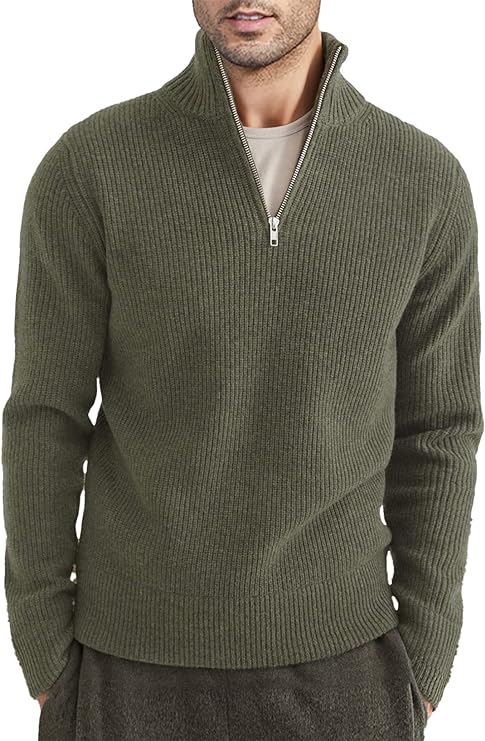Quarter Zip Jumper | Knitted | Rib Knit | Polo Sweater | Men's Half Zip Jumper