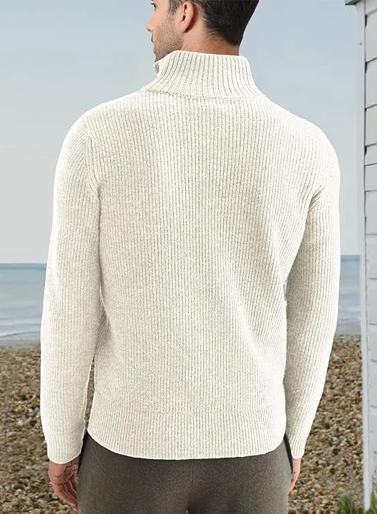 Quarter Zip Jumper | Knitted | Rib Knit | Polo Sweater | Men's Half Zip Jumper