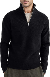 Quarter Zip Jumper | Knitted | Rib Knit | Polo Sweater | Men's Half Zip Jumper