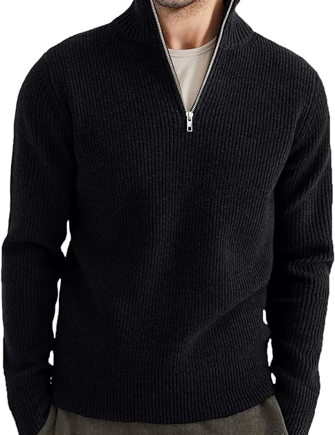 Quarter Zip Jumper | Knitted | Rib Knit | Polo Sweater | Men's Half Zip Jumper
