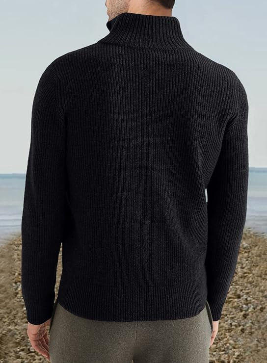 Quarter Zip Jumper | Knitted | Rib Knit | Polo Sweater | Men's Half Zip Jumper