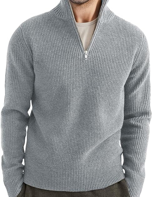 Quarter Zip Jumper | Knitted | Rib Knit | Polo Sweater | Men's Half Zip Jumper