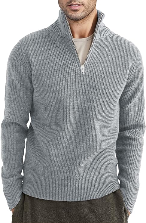 Quarter Zip Jumper | Knitted | Rib Knit | Polo Sweater | Men's Half Zip Jumper