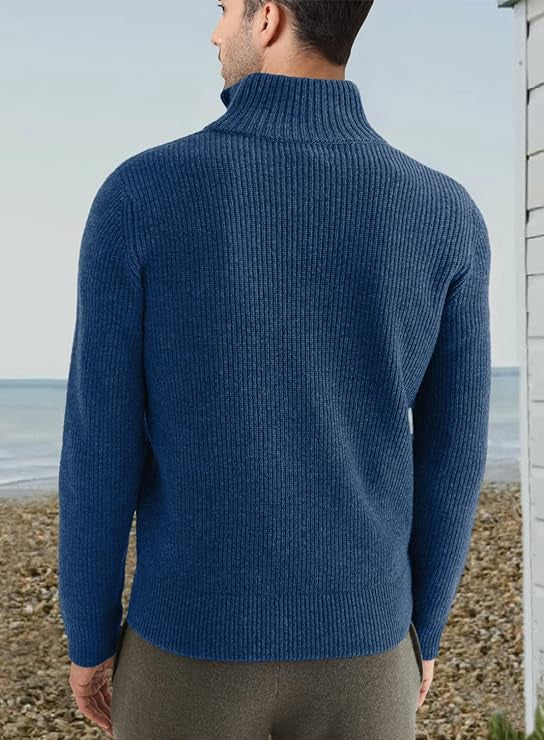 Quarter Zip Jumper | Knitted | Rib Knit | Polo Sweater | Men's Half Zip Jumper