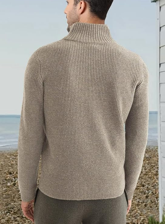 Quarter Zip Jumper | Knitted | Rib Knit | Polo Sweater | Men's Half Zip Jumper