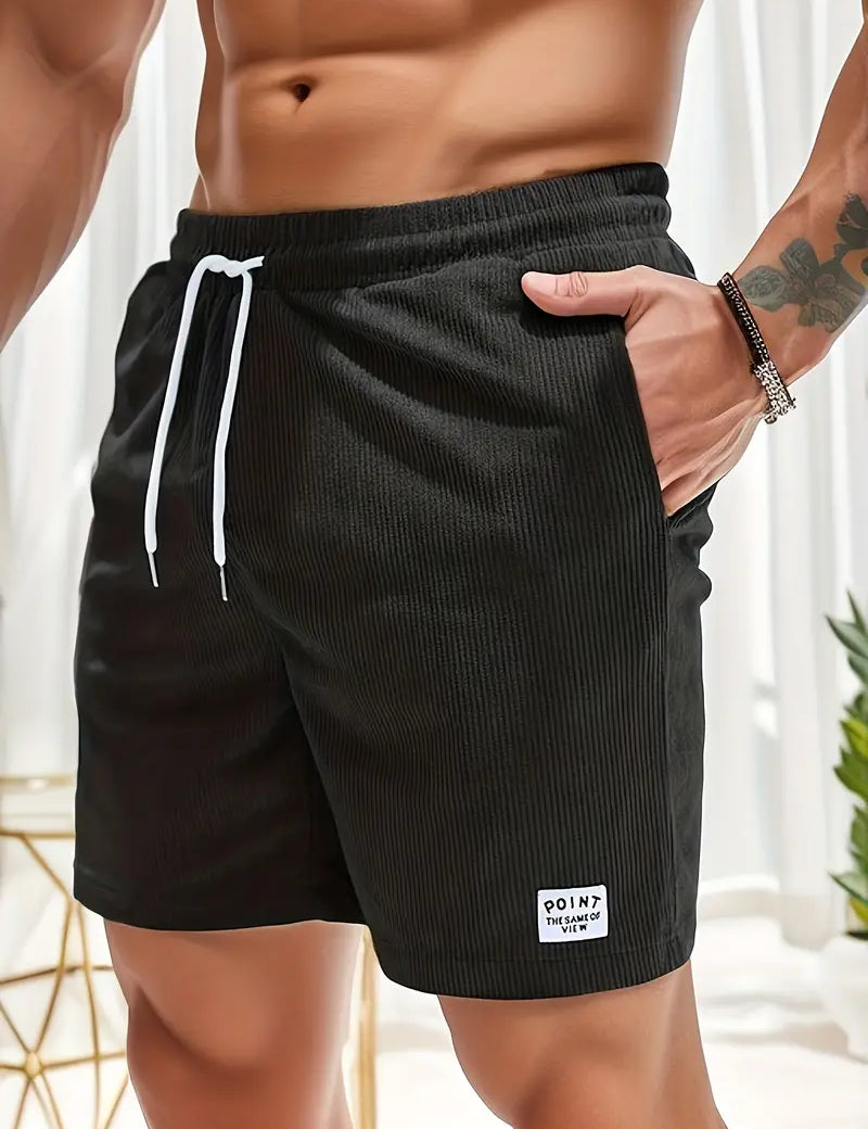 Cord Shorts - Men's Elastic Waist Corduroy Summer Shorts