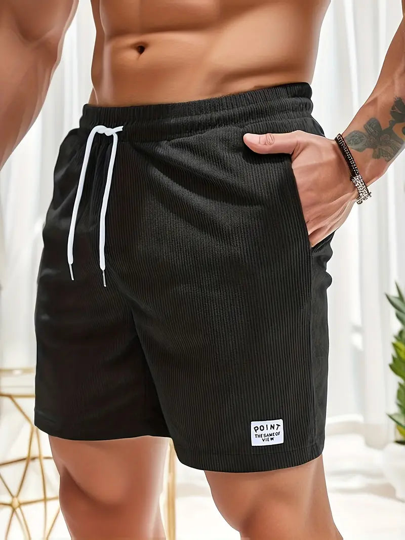 Cord Shorts - Men's Elastic Waist Corduroy Summer Shorts