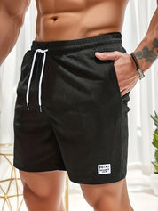 Cord Shorts - Men's Elastic Waist Corduroy Summer Shorts