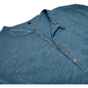 Long Sleeve T-Shirt - Men's Casual Plain Buttoned Up Henley Shirt