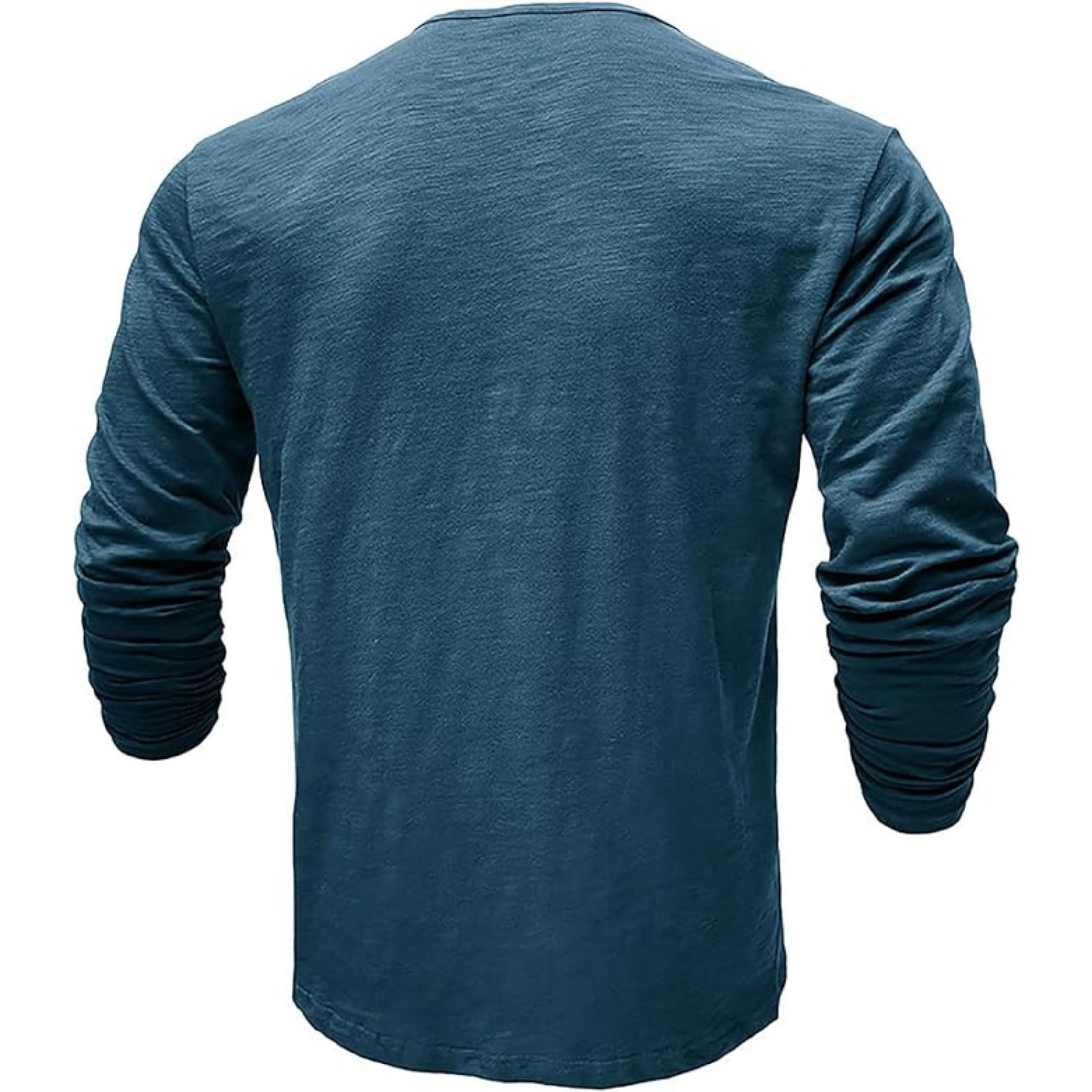 Long Sleeve T-Shirt - Men's Casual Plain Buttoned Up Henley Shirt