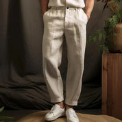 Pleated Trousers - Men's Relaxed Fit Linen Pants for Summer