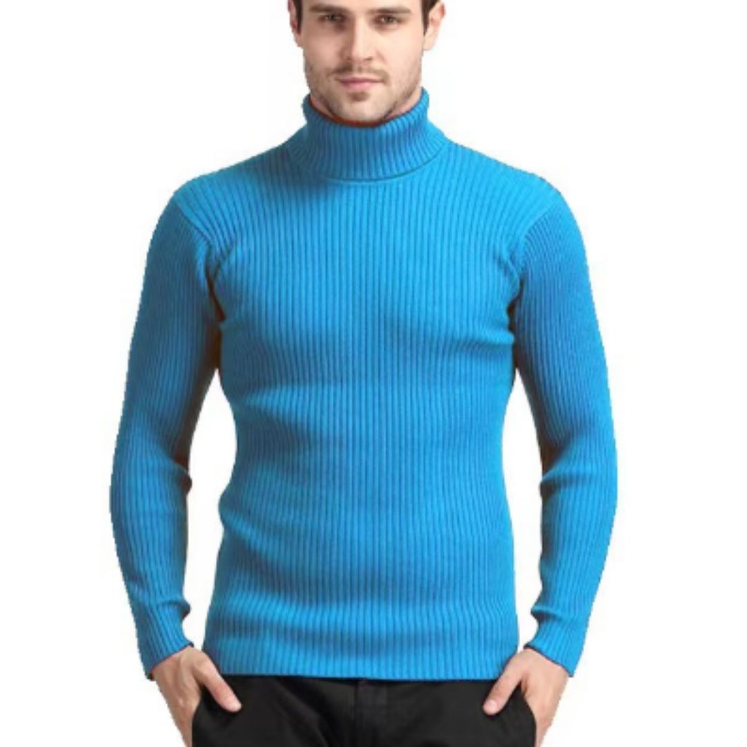 Roll Neck Jumper - Men's Slim Fit Knitted Turtleneck Sweater