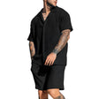 Shirt & Shorts Set - Linen - Short Sleeve - Two-Piece Set - Men's Summer Sets