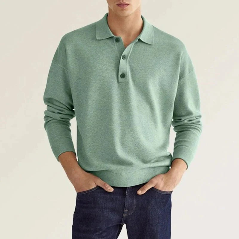 Polo Sweatshirt - Collared - Long Sleeve - Polo Jumper - Men's Clothing