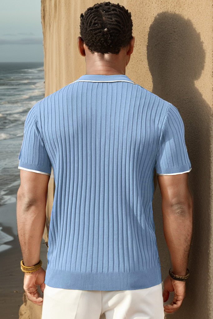 Knit T-Shirt - Collared - Quarter Zip - Polo Shirt - Men's Shirt