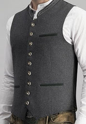 Gray Vest - Men's Classic Sleeveless Single Breasted Suit Vest