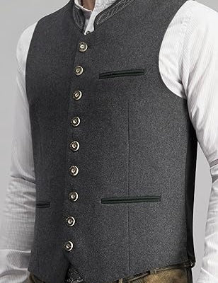 Gray Vest - Men's Classic Sleeveless Single Breasted Suit Vest