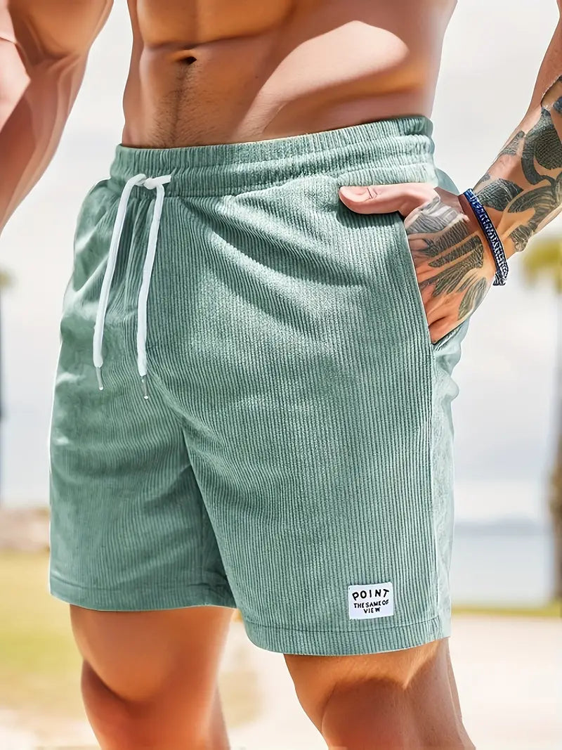 Cord Shorts - Men's Elastic Waist Corduroy Summer Shorts