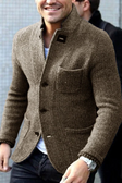 Cardigan Jacket | Button-Up | Slim Fit | Tweed Blazer | Men's Jackets