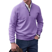 Quarter Zip Jumper - Long Sleeve - Knitted - Cashmere Sweater - Men's Half Zip Sweater