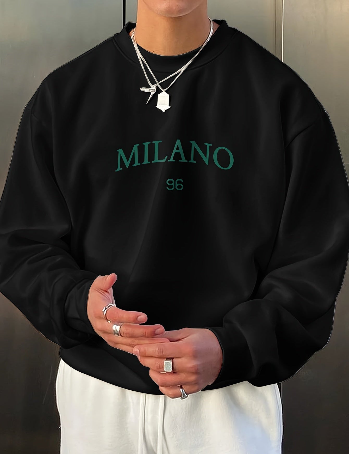 Men's Sweatshirt - Round Neck - Print - Oversized Sweatshirt - Oversized Pullover