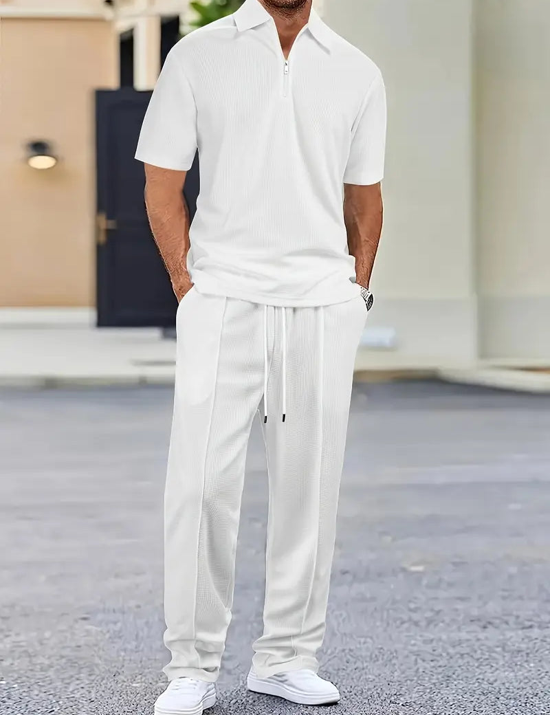 Shirt and Pants Set - Short Sleeve - Polo Shirt - Two-Piece Set - Men's Clothing