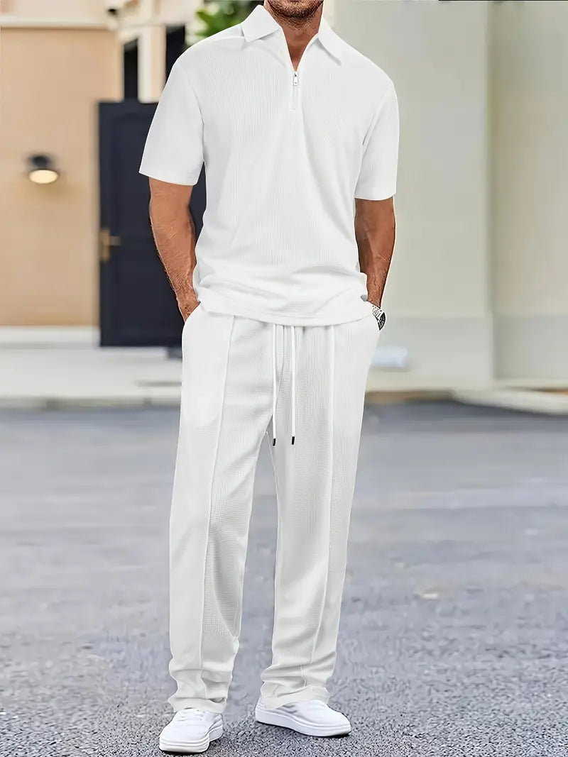 Shirt and Pants Set - Short Sleeve - Polo Shirt - Two-Piece Set - Men's Clothing
