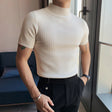 Knit T-Shirt | High Neck | Short Sleeve |  Turtleneck T-Shirt | Men's Clothing