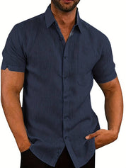Short Sleeve Shirt - Men's Lightweight Collared Button-Up Shirt