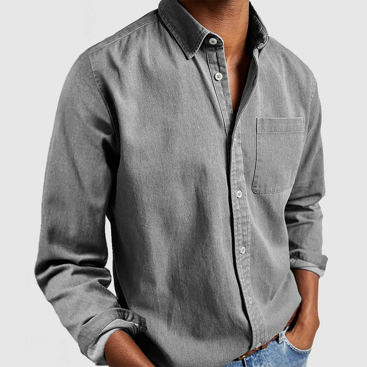 Button-Up Shirt | Long Sleeve | Collared | Denim Shirt | Men's Shirt