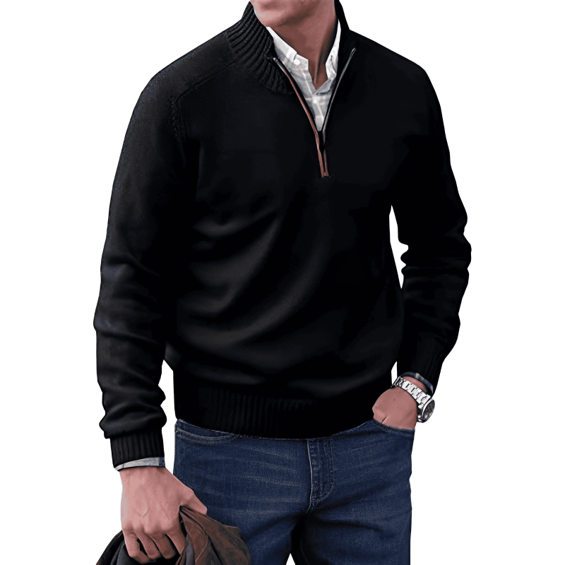 Mens Quarter Zip Jumper - Winter - Pullover - Knitted jumper - Mens Half Zip Sweater