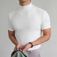 High Neck T-shirt | Casual | Short Sleeve | Plain T-Shirt | Men's Clothing