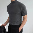 High Neck T-shirt | Casual | Short Sleeve | Plain T-Shirt | Men's Clothing