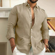 Button-Up Shirt | Long Sleeve | Lightweight | Collared Shirt | Men's Linen Shirt