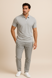Quarter-Zip Polo - Short Sleeve - Collared - Polo T-Shirt - Men's Shirt