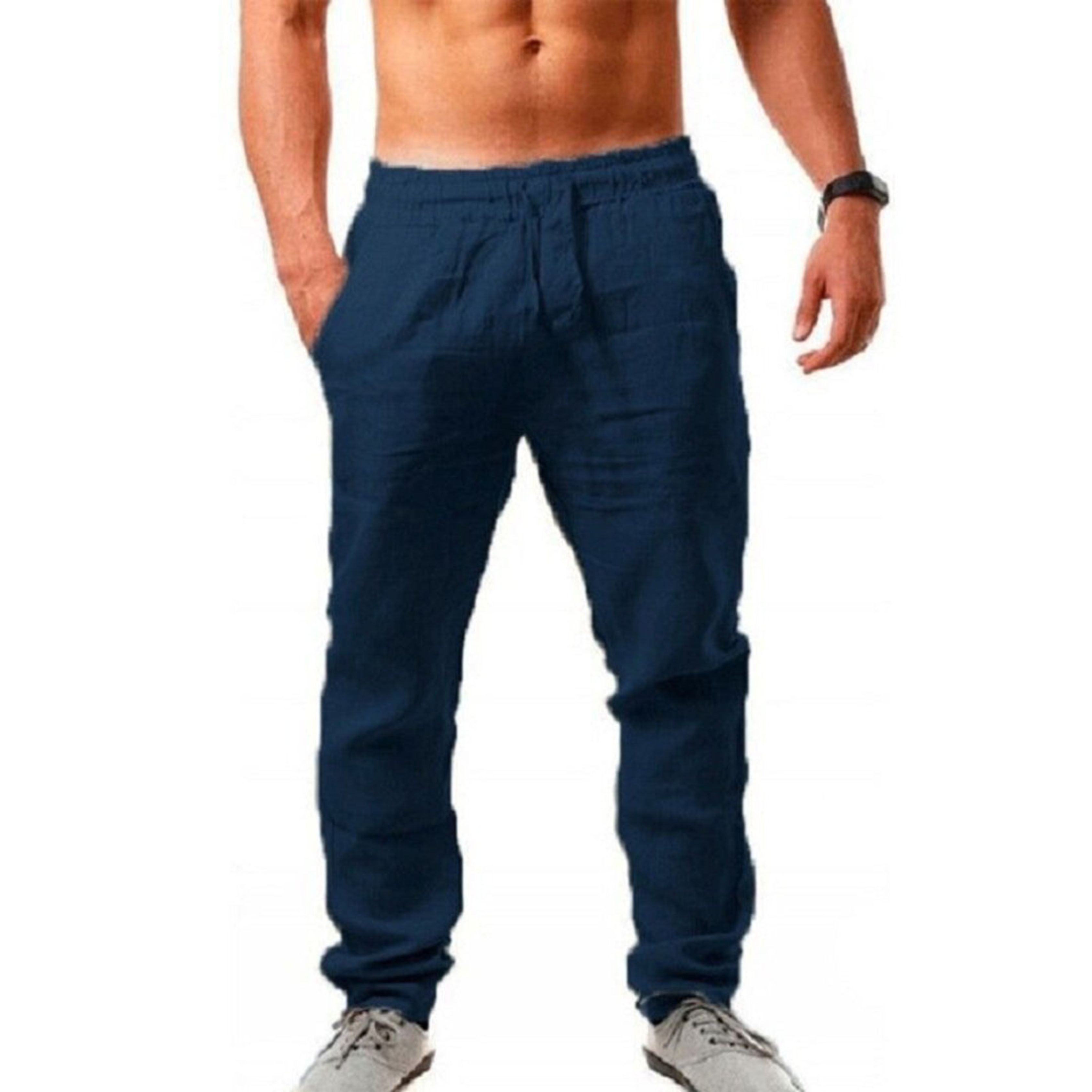 Linen Pants | Drawstring | Breathable | Elastic Waist Pants | Mens Summer Trousers