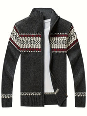 Knit Cardigan - Men's Warm Winter Snowflake Zip Cardigan