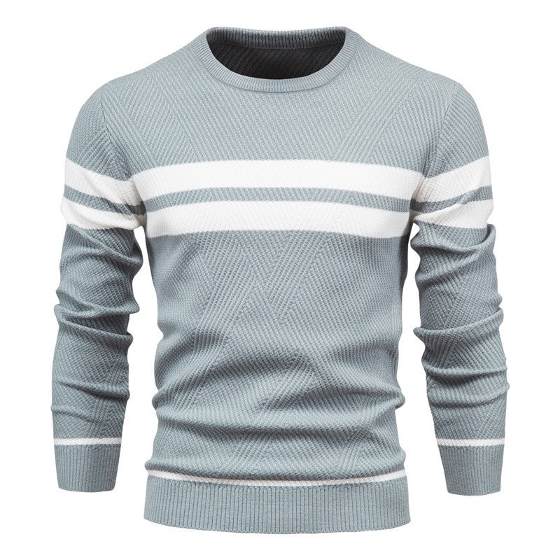 Men's Jumper - Round Neck - Striped - Knitted Sweater - Men's Clothing