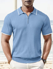 Knit T-Shirt - Collared - Quarter Zip - Polo Shirt - Men's Shirt