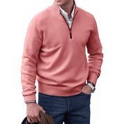 Quarter Zip Jumper - Long Sleeve - Knitted - Cashmere Sweater - Men's Half Zip Sweater