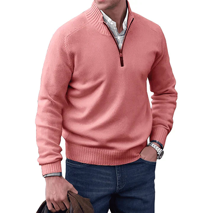 Quarter Zip Jumper - Long Sleeve - Knitted - Cashmere Sweater - Men's Half Zip Sweater