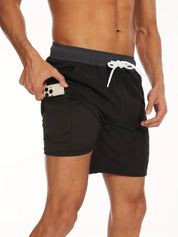 Swim Shorts - Men's Drawstring Quick Dry 2-in-1 Board Shorts