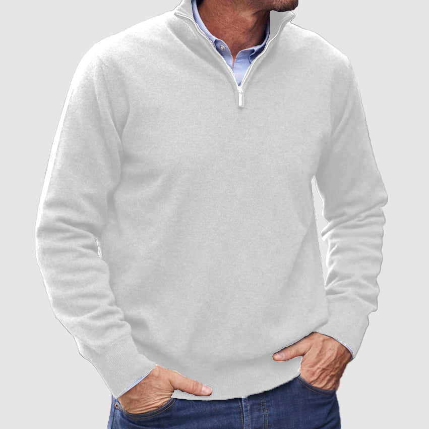 Quarter-Zip Jumper - Men's Casual Half-Zip Pullover Sweater