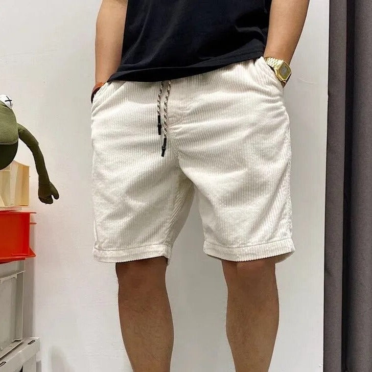 Corduroy Shorts - Men's Loose Fit Drawstring  Cord Shorts for Summer