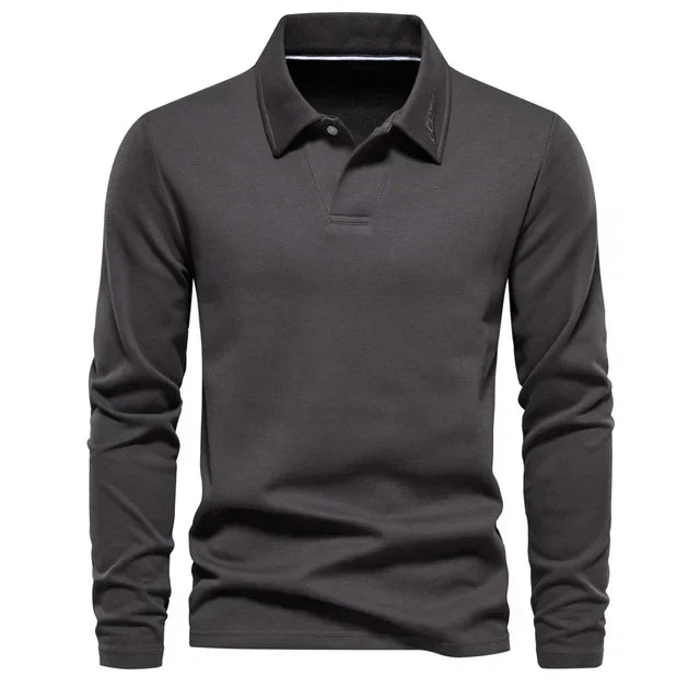 Polo Sweater | Turn Down Collar | Regular Fit | Long Sleeve Polo Shirts | Men's Clothing