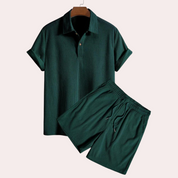 Shorts and Shirt Set - Corduroy - Polo T-Shirt - Two-Piece Set - Men's Summer Set