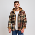 Hooded Overshirt - Button-Up - Breast Pockets - Plaid Hoodie - Men's Clothing