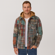 Hooded Overshirt - Button-Up - Breast Pockets - Plaid Hoodie - Men's Clothing