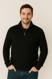 Quarter Zip Jumper - Cable Knit - Half Zip - Knitted Sweater - Men's Quarter Zip Sweaters